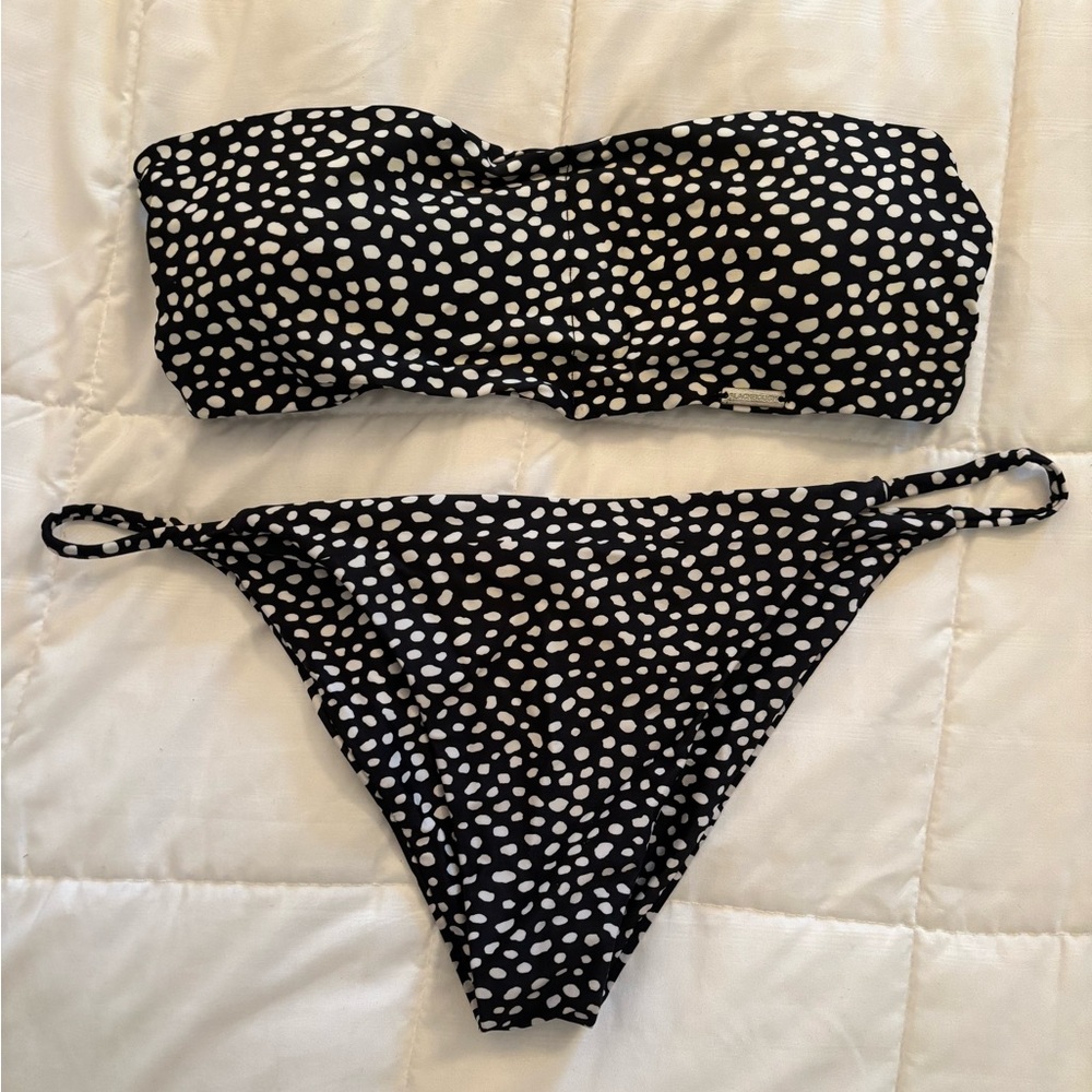 Blackbough Bandeau and String Bottoms Bikini in Black Flint